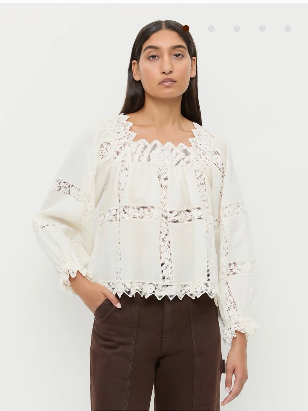 Loeffler Randall Pauline Embroidered Lace Blouse